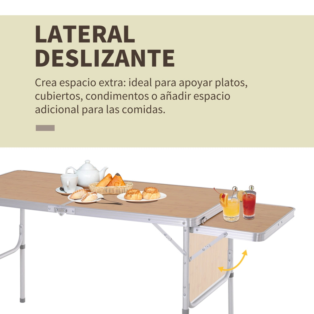 Tavolo da pranzo pieghevole per giardino ¨C zephmum ¨C alluminio 153x60x39/71 cm