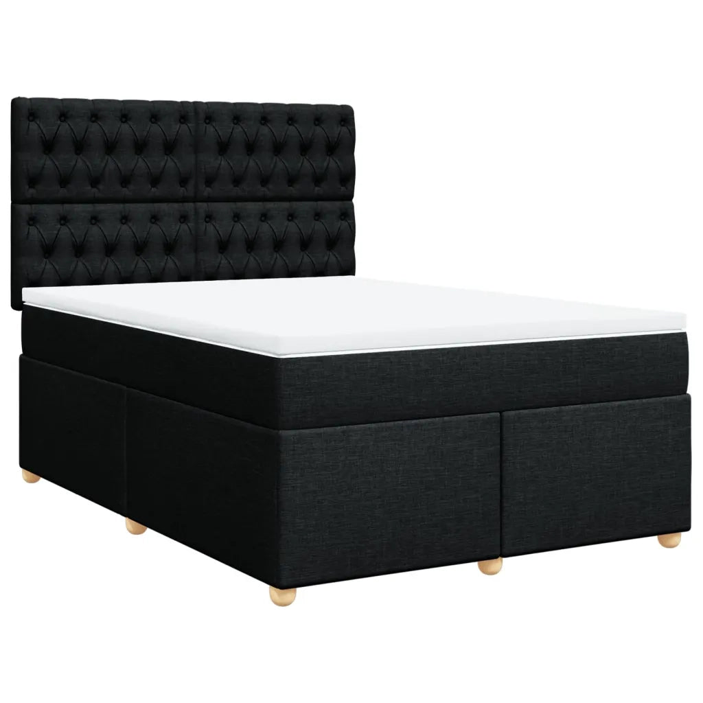 Giroletto a Molle con Materasso Nero 160x200 cm in Tessuto