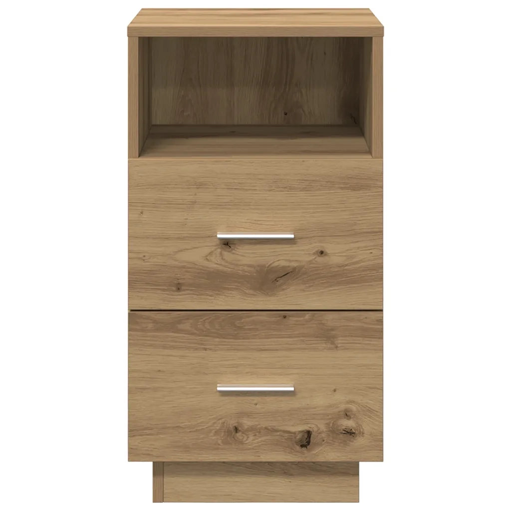 Comodino con 2 Cassetti Rovere Artigianale 36x36x68 cm 858594