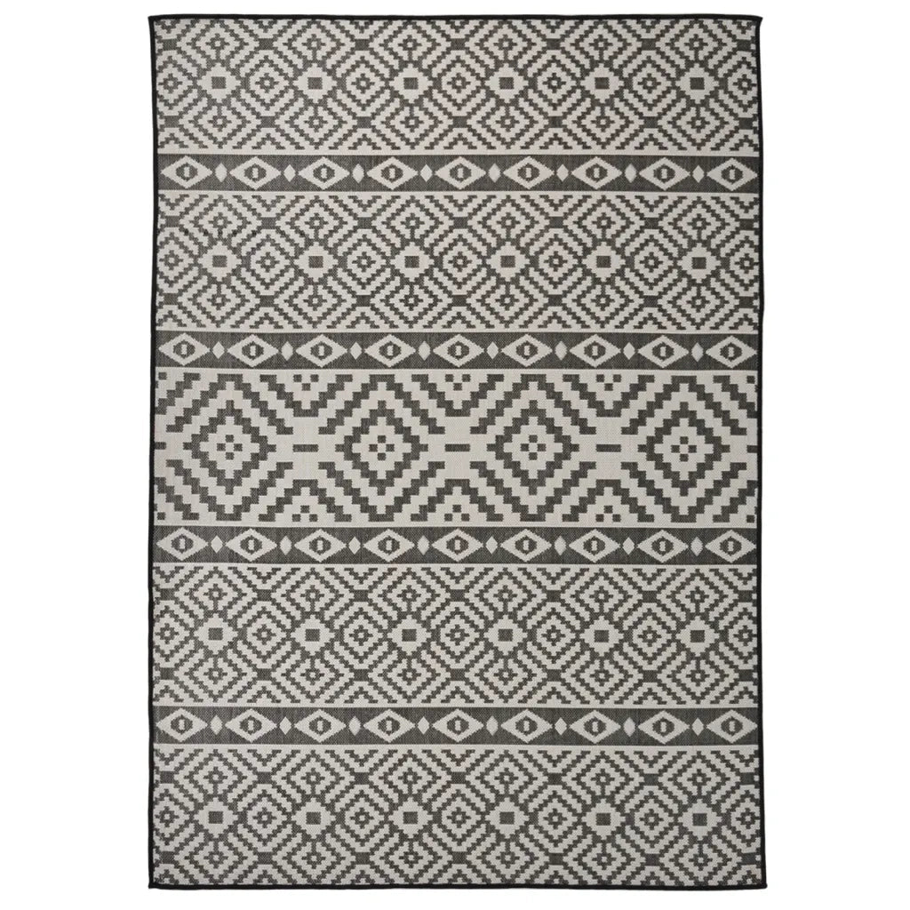 Tappeto da Esterni a Tessitura Piatta 140x200 cm Strisce Nere cod mxl 72942