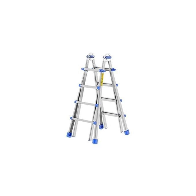Colombo New Scal EIFFEL 4+4 Scala Telescopica Pieghevole in Alluminio Altezza Max 3.6 m 10 gradini Portata 100 Kg colore Acciaio inox