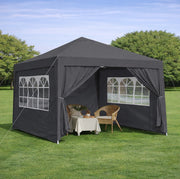 Gazebo pieghevole 3 x 3 m nero con pareti e sacchi di sabbia