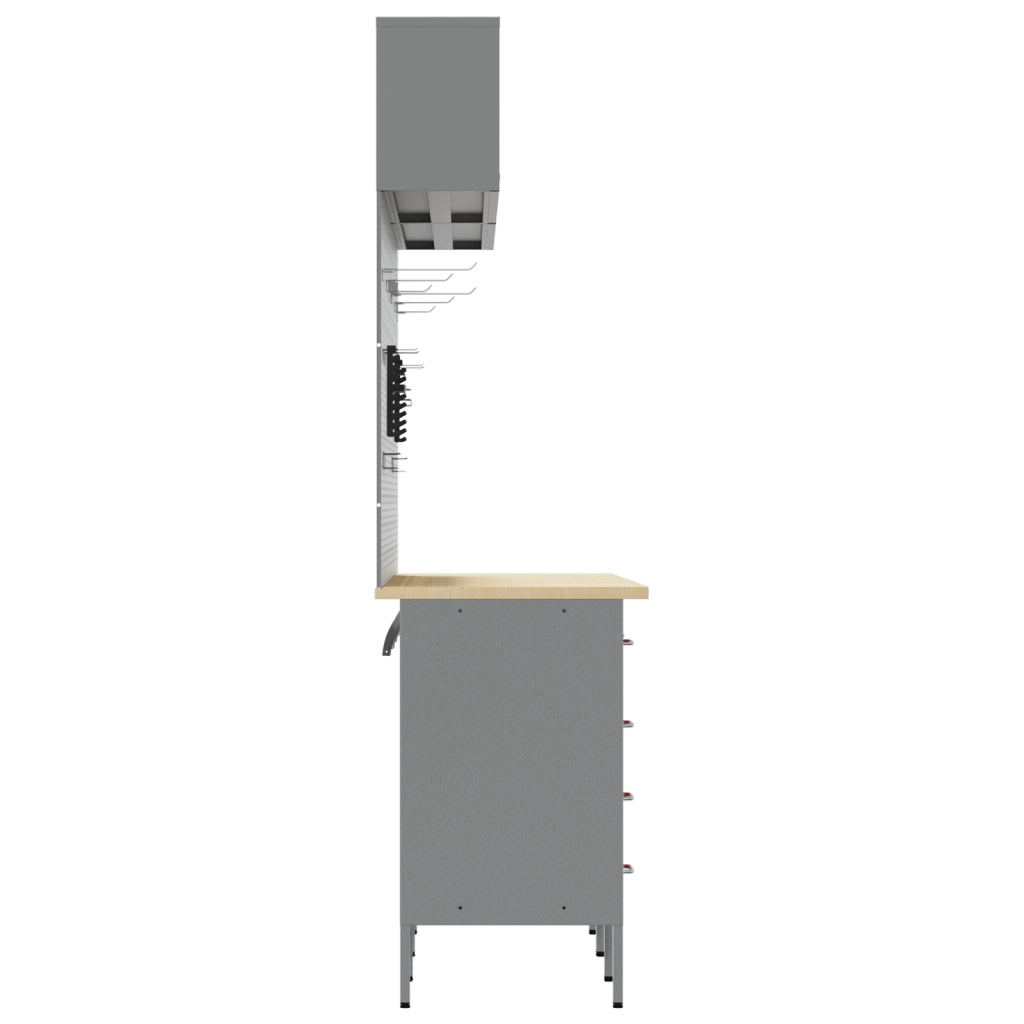 Set di 10 mensole per cabinet in MDF rosso e metallo