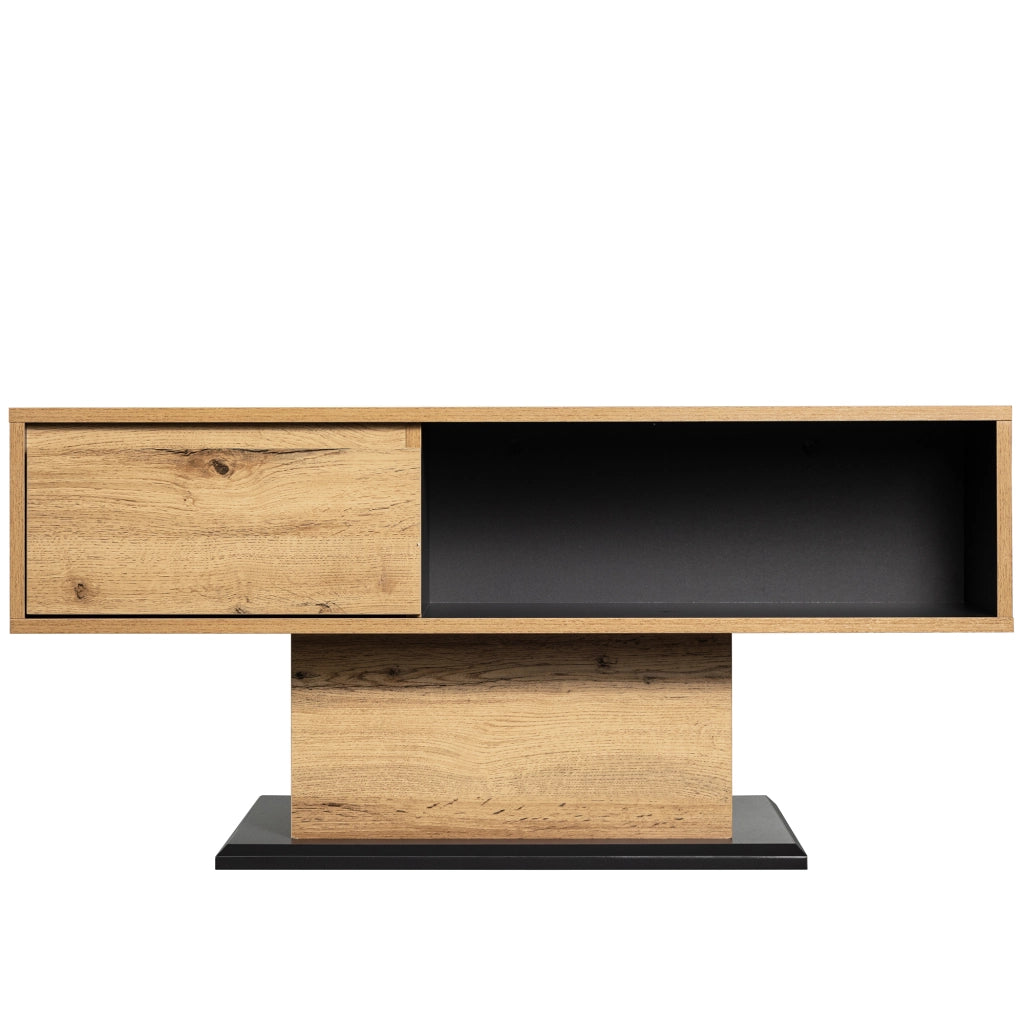 Tavolino da Caffè con 1 Cassetto senza Maniglia e 2 Vani Contenitore; Stile Moderno; in Pannelli; 100×60×47 cm; Naturale