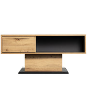 Tavolino da Caffè con 1 Cassetto senza Maniglia e 2 Vani Contenitore; Stile Moderno; in Pannelli; 100×60×47 cm; Naturale