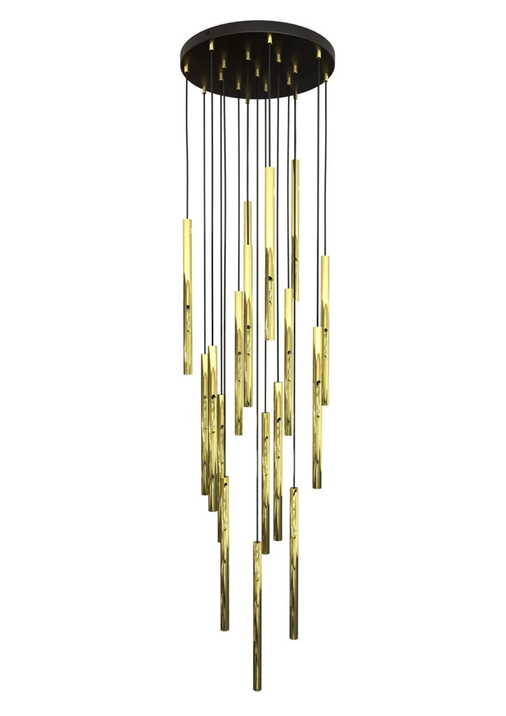 Lampadario glamour SELTER oro/nero regolabile 17xG9 Emibig