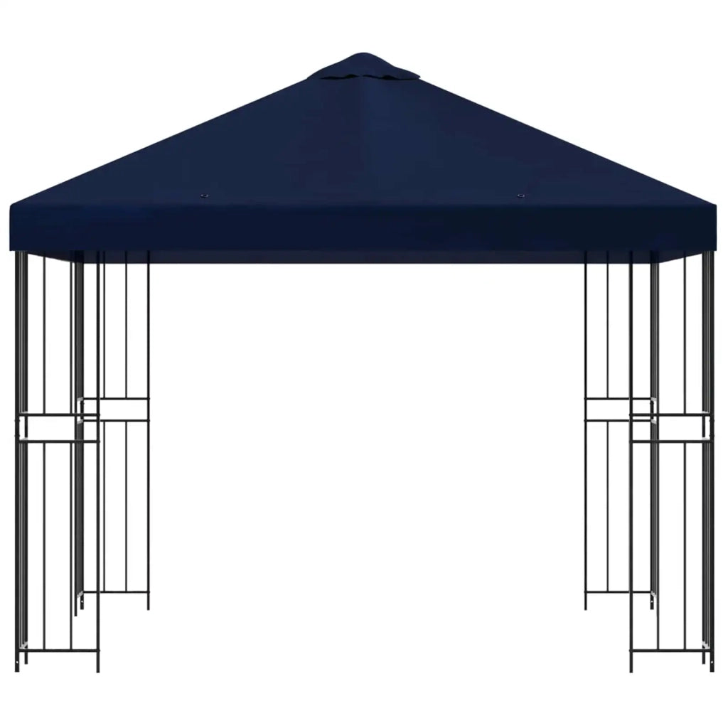 Gazebo | Pergolato 3 x 3 m Blu Poliestere e Acciaio 190 gsm