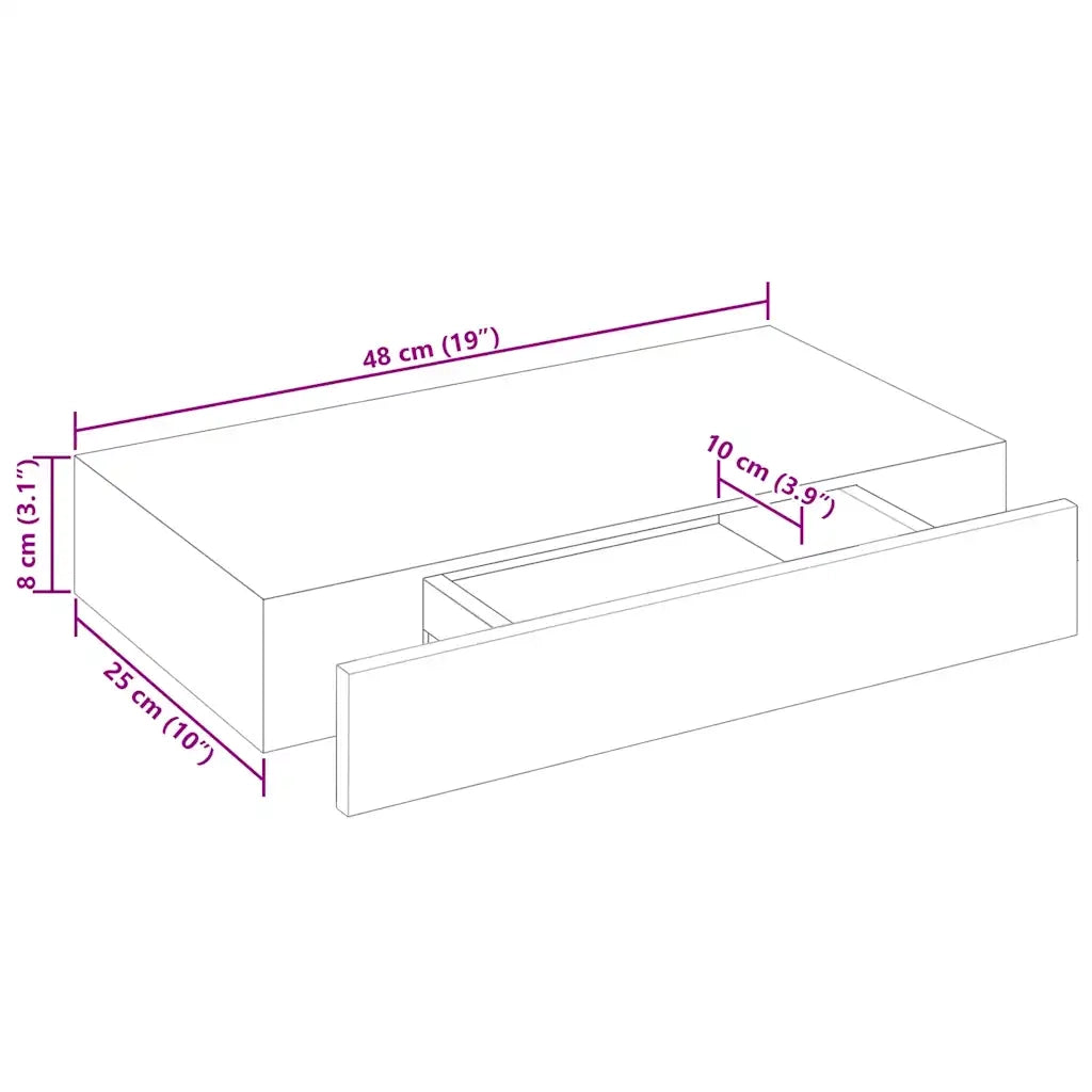 Mensola | Ripiano | Scaffale per Pareti Bianca in MDF con 1 Cassetto per Libri/DVD