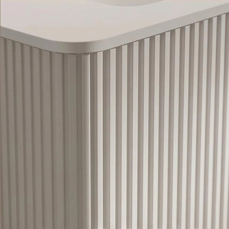 Mobile bagno sospeso 80 cm con lavabo, design scanalato, bianco, preassemblato