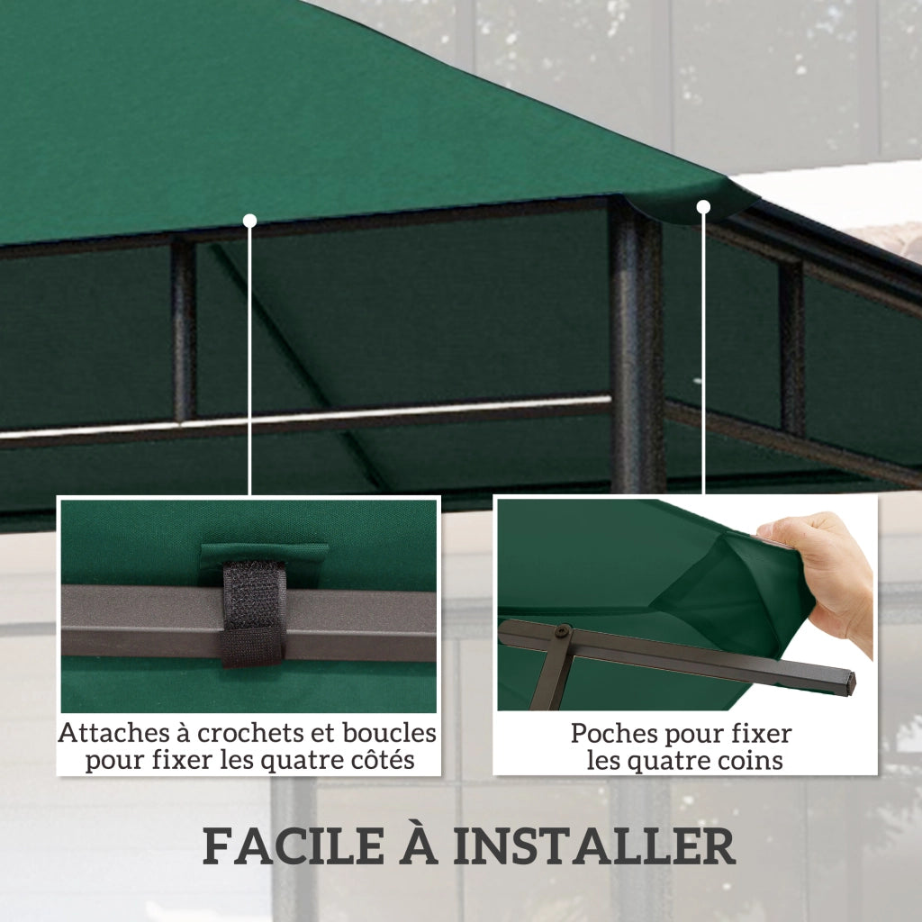 Telo di ricambio per gazebo ¨C Xylo ¨C 3x3m verde polyester anti-UV 180g/m2