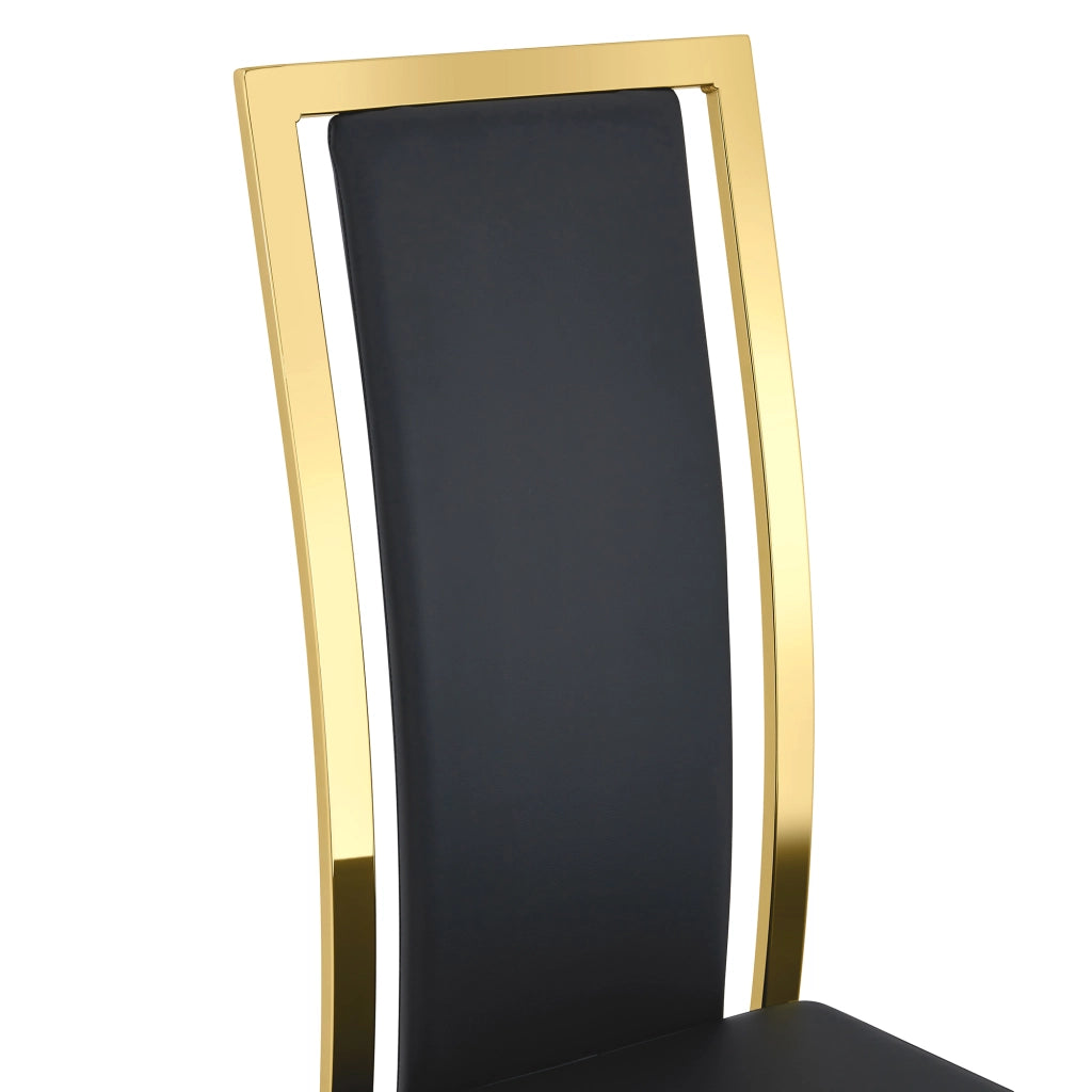 Sedie da Pranzo Set 2 Pezzi in Ecopelle con Gambe in Metallo Oro ¨C MINIMAL ¨C Nero