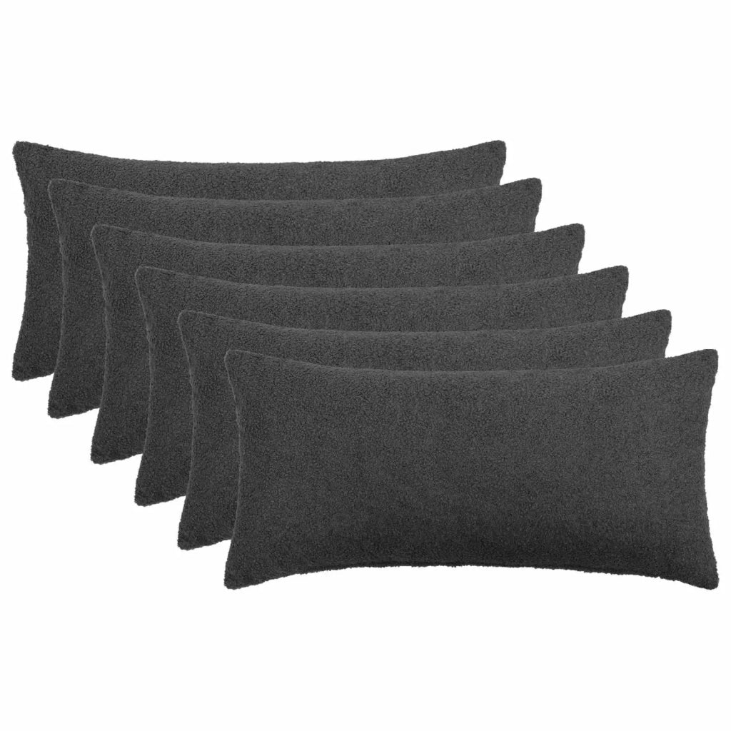 Federa 6 pcs HEERLEN Grigio Scuro 40 x 70 cm Bouclé 909562