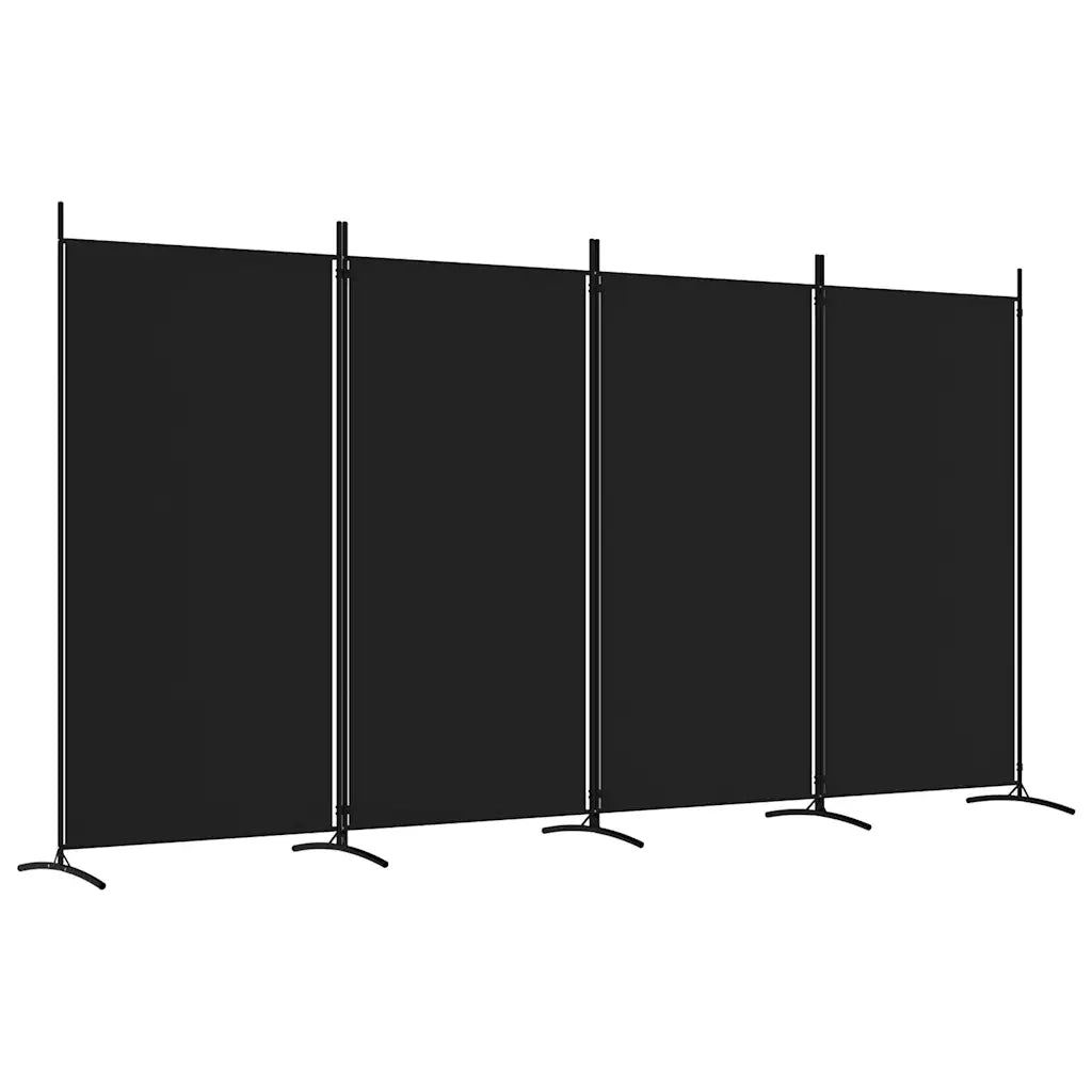 Divisorio Ambienti | Divider per stanze | Paravento a 4 Pannelli Nero 346x180 cm in Tessuto