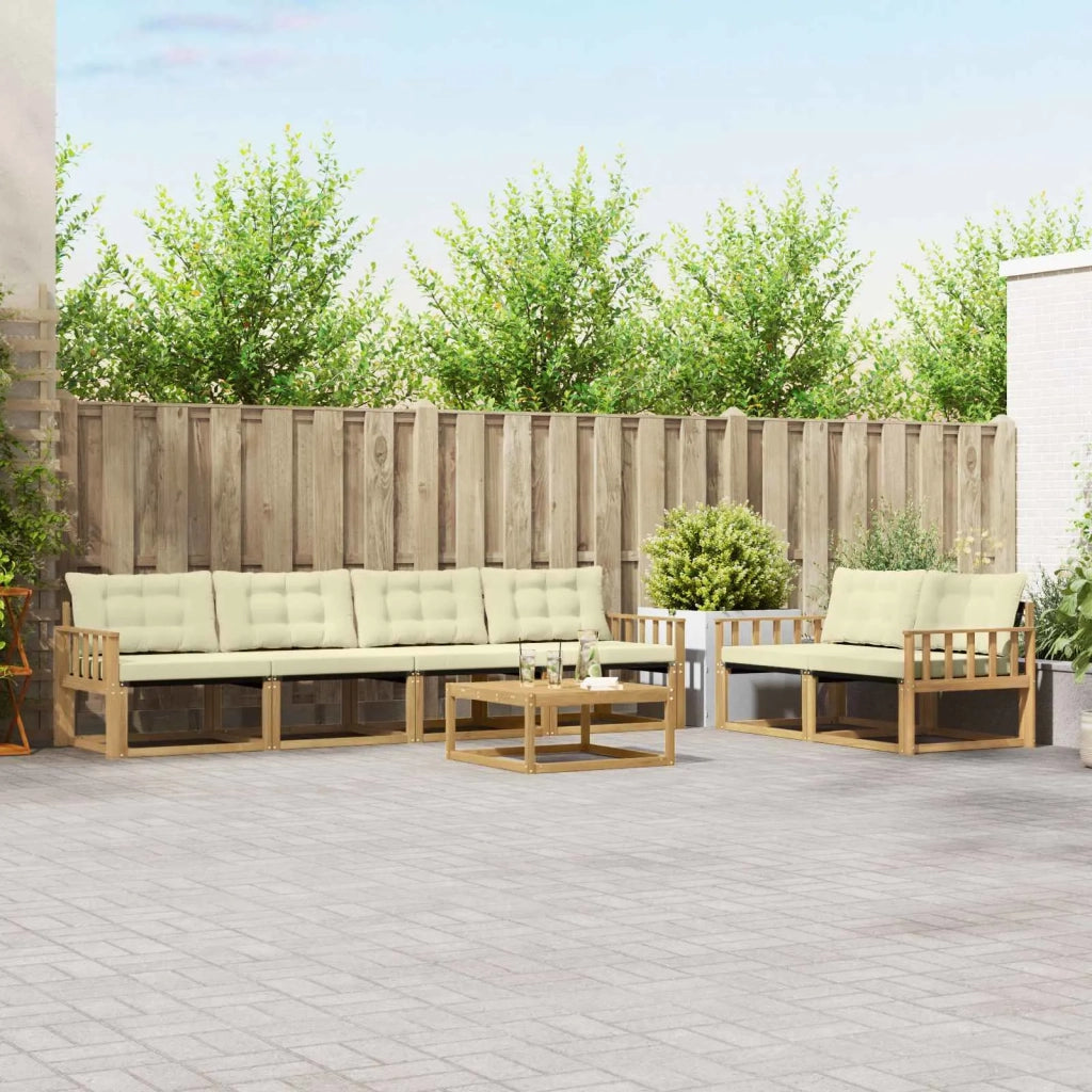 Set di divani da esterno 7 pcs Bianco e Crema 79 x 79 x 37 cm