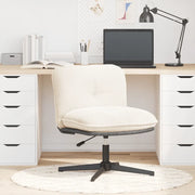 Sedia da Ufficio Girevole in Tessuto Riccio Crema Effetto Lana 4105384
