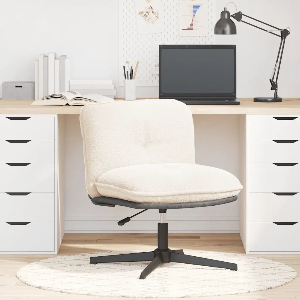 Sedia da Ufficio Girevole in Tessuto Riccio Crema Effetto Lana 4105384