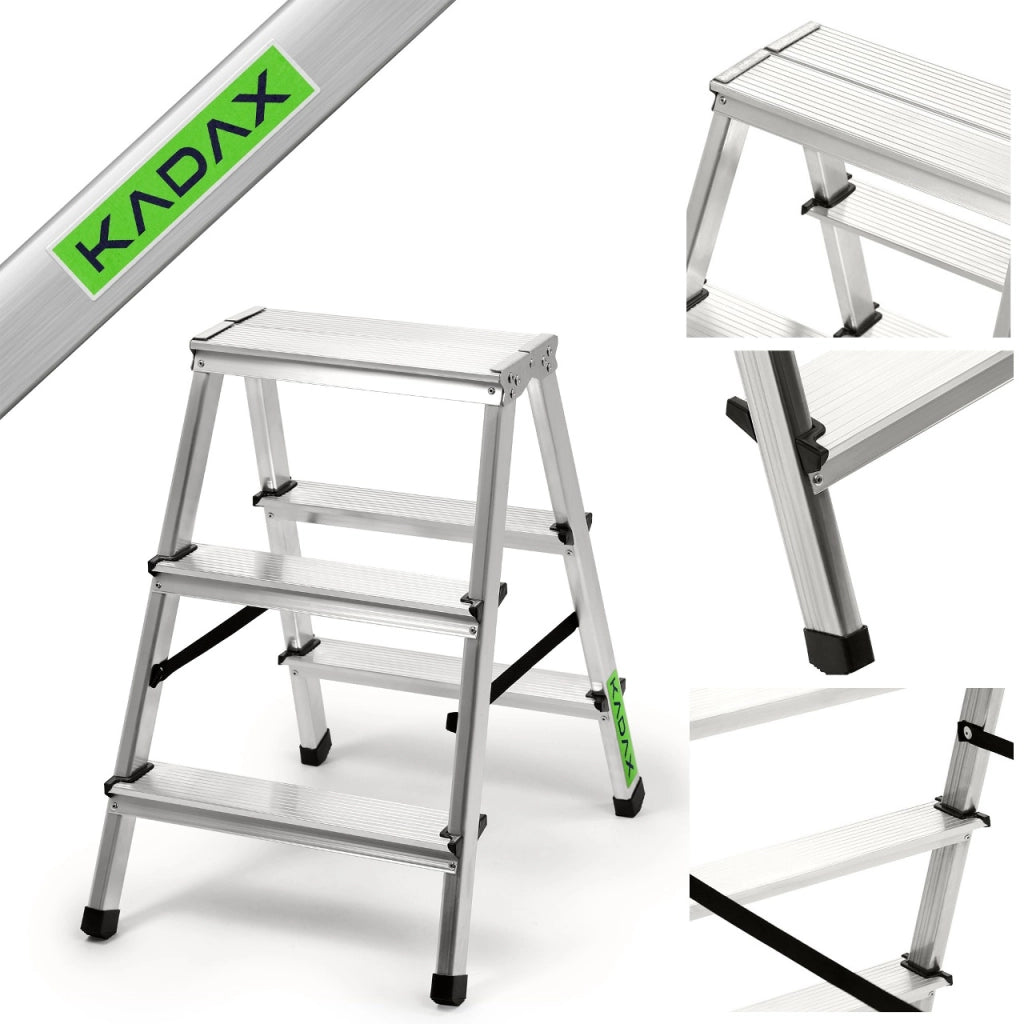 Scala domestica KADAX 2x3 a doppia faccia pieghevole, robusta, portata 125 kg, prodotto polacco.