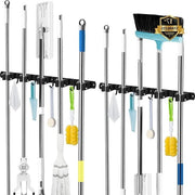 Supporto per Broom 5 contenitori - 4 ganci Nero - Autoadesivo - 2 Pack