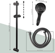 Set di doccia completo, inclusa doccia, tubo di doccia in acciaio inossidabile 1,75 m e maniglia 71,5 cm (nero)