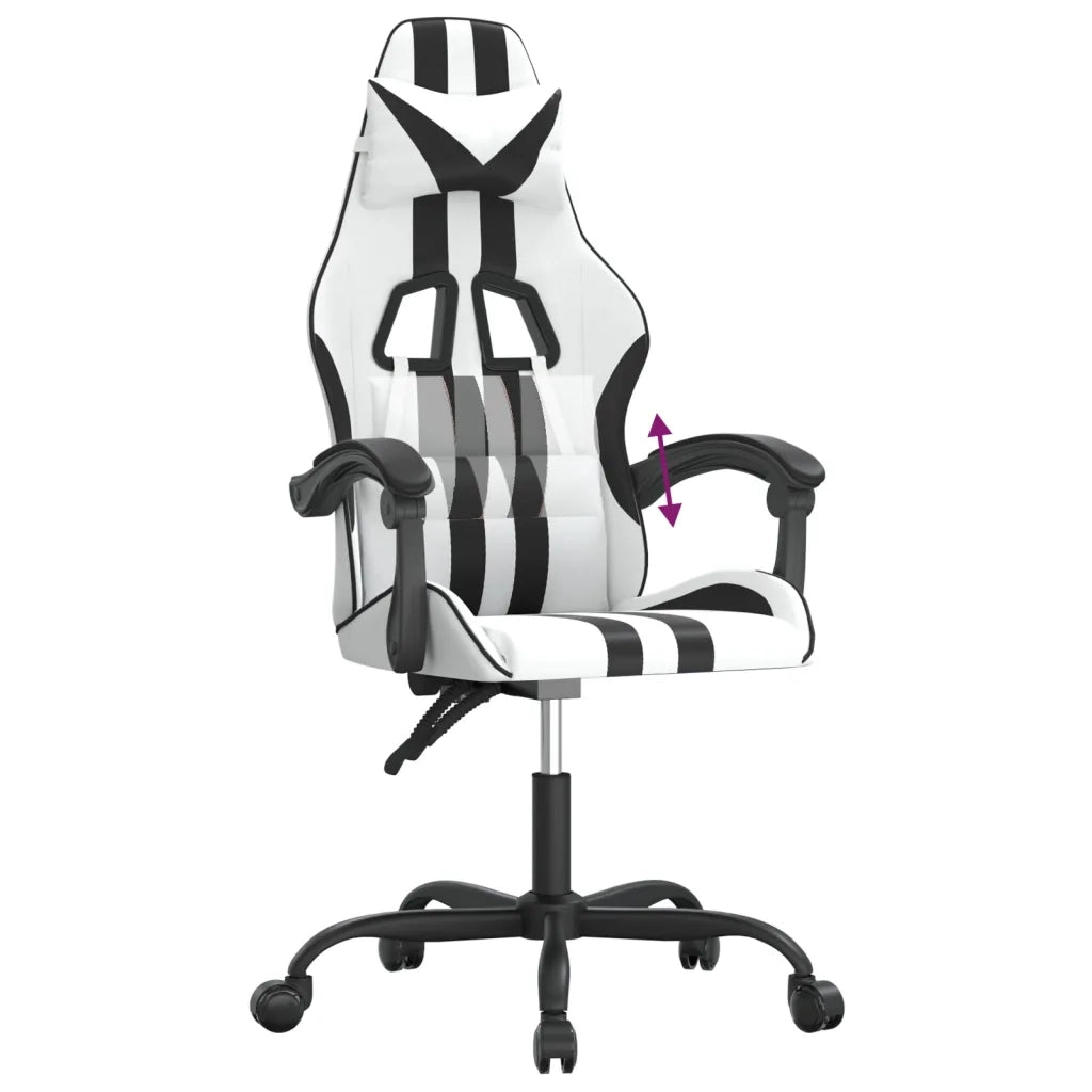 vidaXL Sedia da Gaming Bianco e Nero in Similpelle