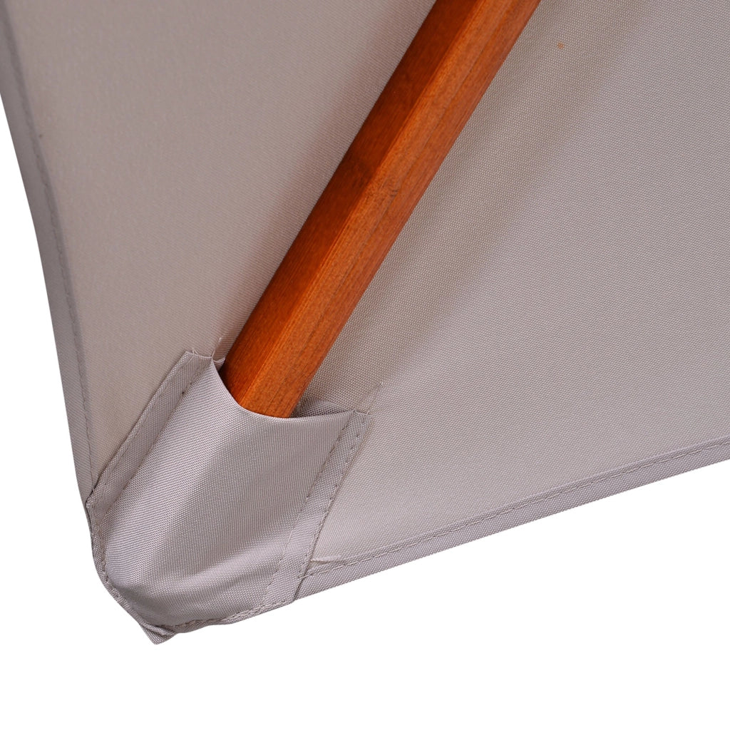 Ombrellone da Giardino 300x300x297H cm con 8 Stecche e Copertura Parasole a 2 Livelli in Bambù Grigio