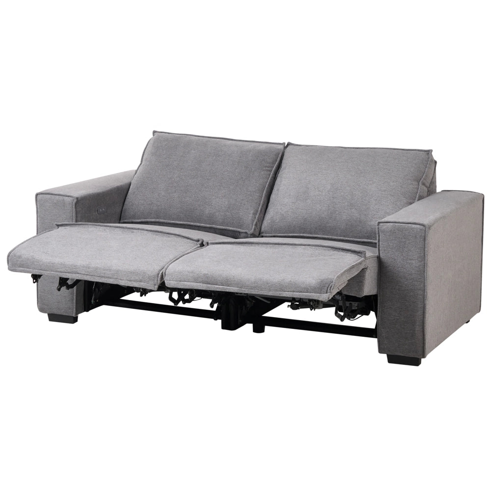 Divano reclinabile elettrico in tessuto a 2 posti grigio Design moderno Funzione relax