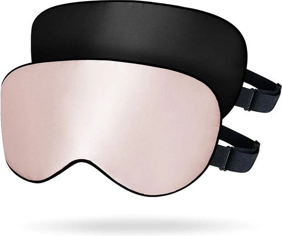 Soporevole Sfida Sdraio per Occhi in Seta 100% Moerbeizeta per Sonno per Donne e Uomini 2 Pezzi Nero + Rosa Pera