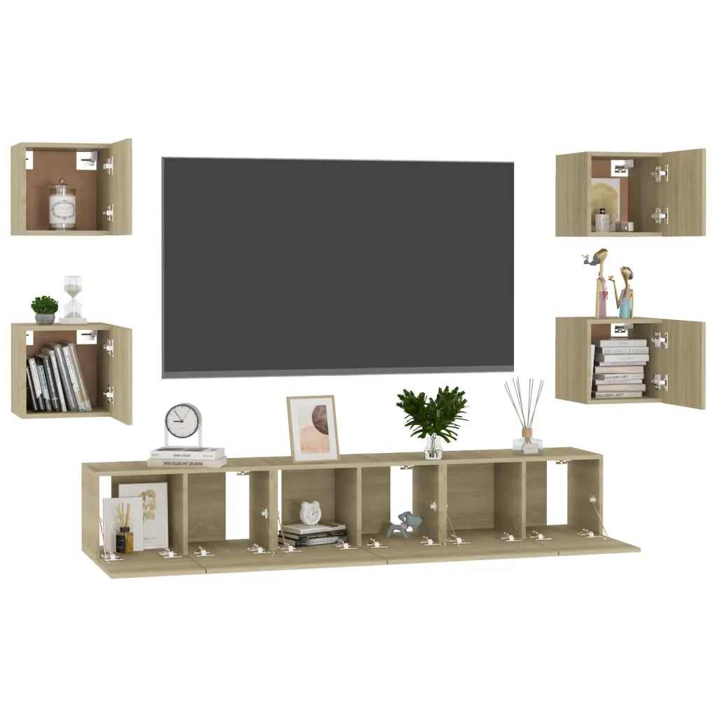 Set di Mobili Porta TV 7 pz | Armadietto TV | Mobile Porta TV Rovere Sonoma in Legno Multistrato