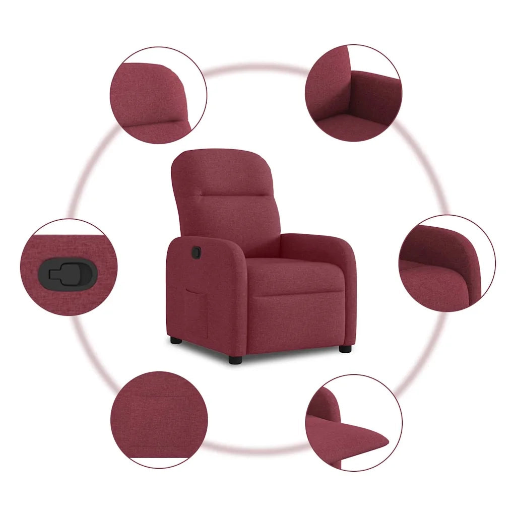 Poltrona | Sedia Relax Reclinabile in Tessuto Rosso Vino