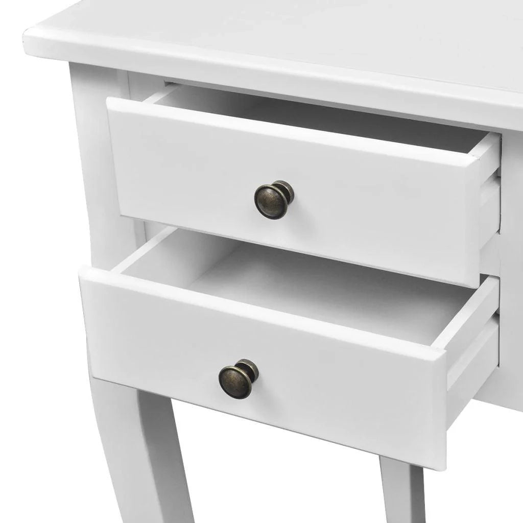 Scrivania per computer/tavolo da lavoro in legno francese con gambe curve e 5 cassetti 0502073