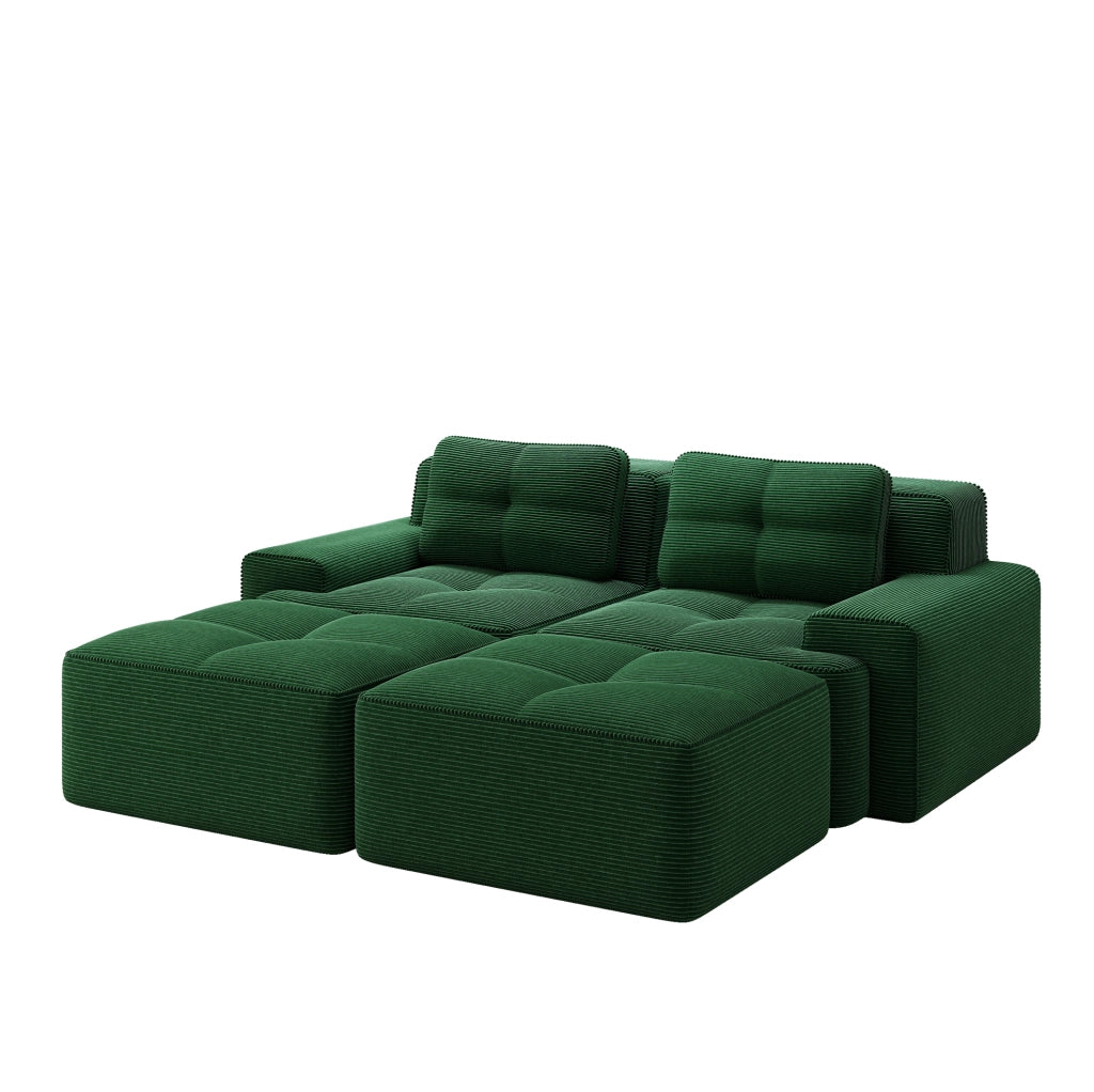 Divano modulare boneless in corduroy; 204x177x69 cm; verde