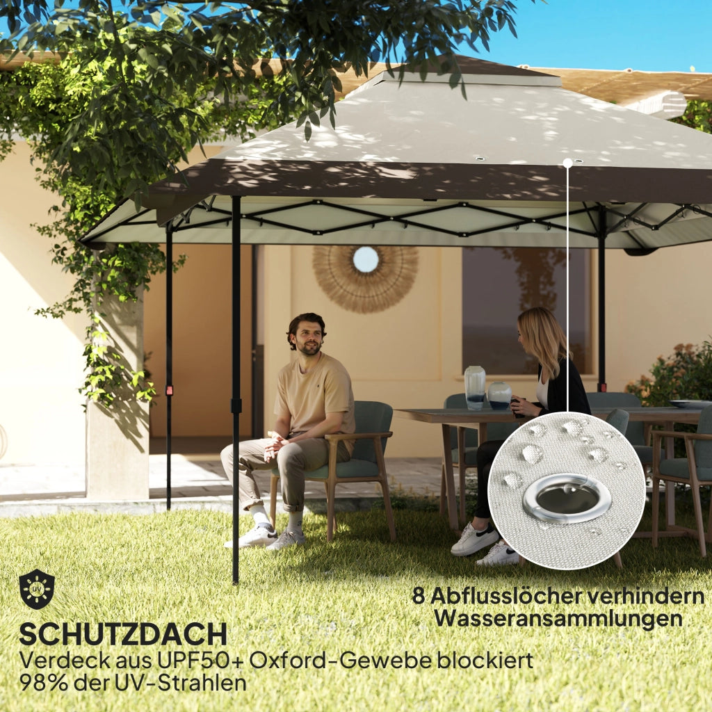 Gazebo 4x4m Ripiegabile pieghevole a piega regolabile in altezza impermeabile con pareti in rete UV 50+ Tenda pieghevole da giardino con borsa da trasporto sacchi di sabbia Gazebo da giardino per il festival del campeggio beige