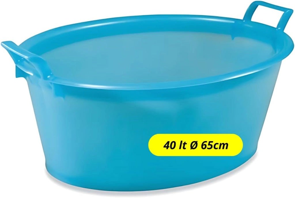 Bacinella Bucato in Plastica Rigida Ovale 40 lt Ø 65cm
