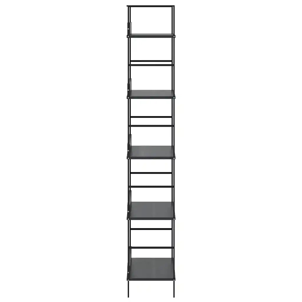 Scaffale Libri 5 Ripiani Nero 60x27,6x128,5cm Legno Multistrato 288226