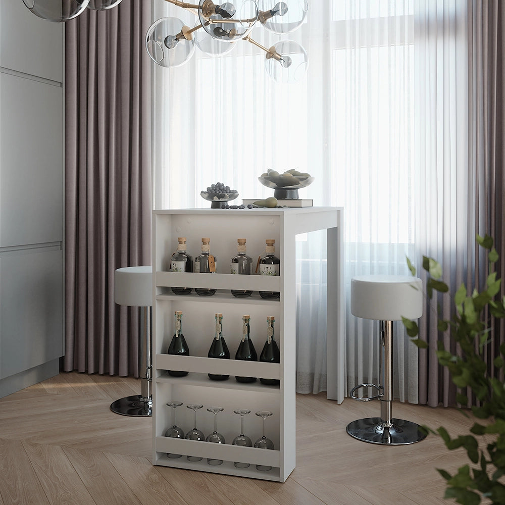 Vicco Set di tavoli da bar Bianco 57 x 117 cm con 2 sgabelli da bar