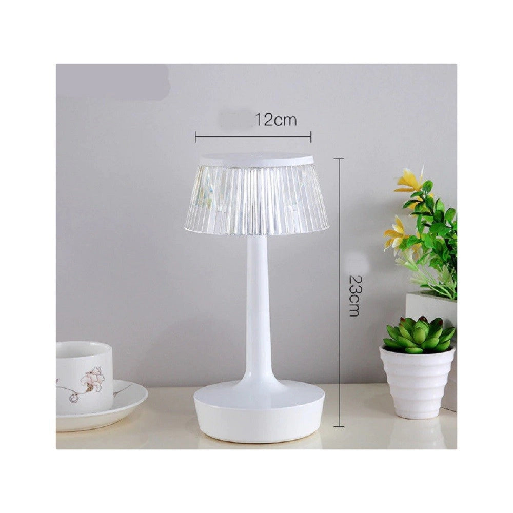 Trade Shop - Lampada Da Tavolo In Cristallo Decorativa Con Led Rgb Touch Bianco 5v Q-tl153 -