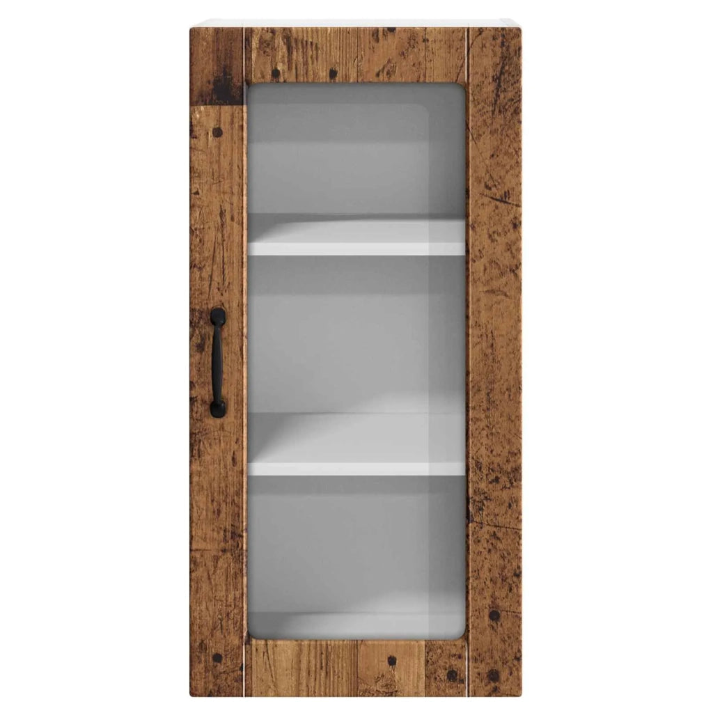 Pensile da cucina | Mobile in vetro da parete LUCCA 2 pz Legno antico