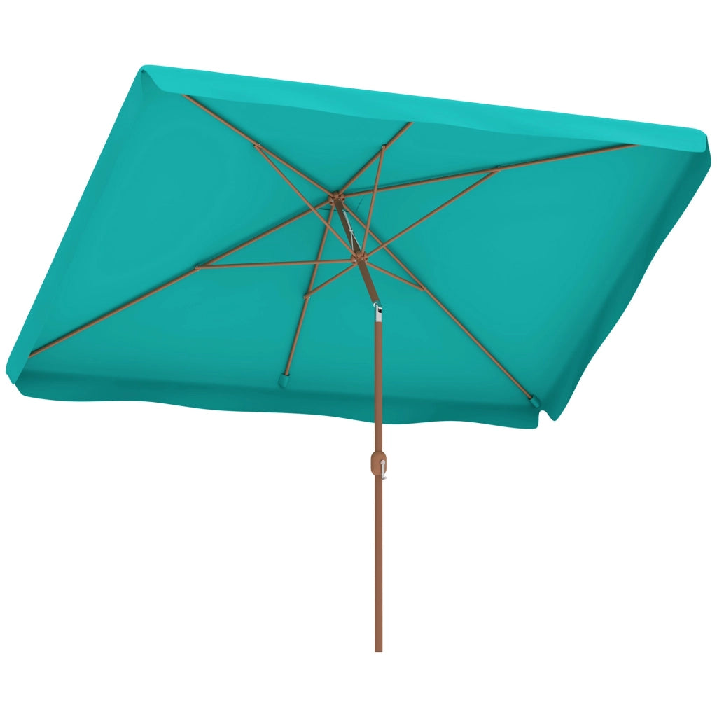 Ombrellone da Giardino 300x200x235H cm Inclinabile e Anti UV 50+ Turchese