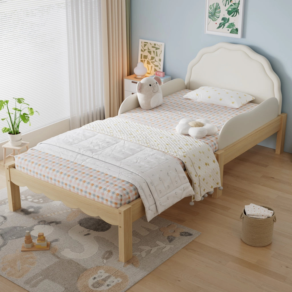 Letto singolo imbottito per bambini 90x200 cm beige