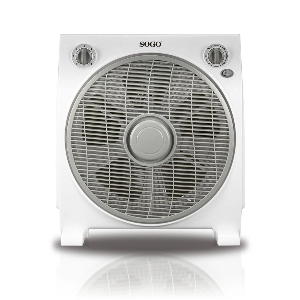 Ventilatore da tavolo box 12 pollici 30cm, 3 velocità 45W, griglia rotante multidirezionale, timer 1h silenzioso - SOGO