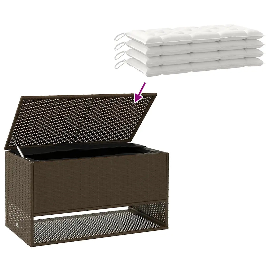 vidaXL Scatola per Cuscini da Esterno Marrone 100x55x55,5cm Polyrattan