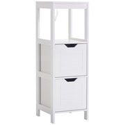Armadietto Bagno con 2 Cassetti e Ripiano Aperto ¨C zephmum ¨C 30x30x89 cm Bianco