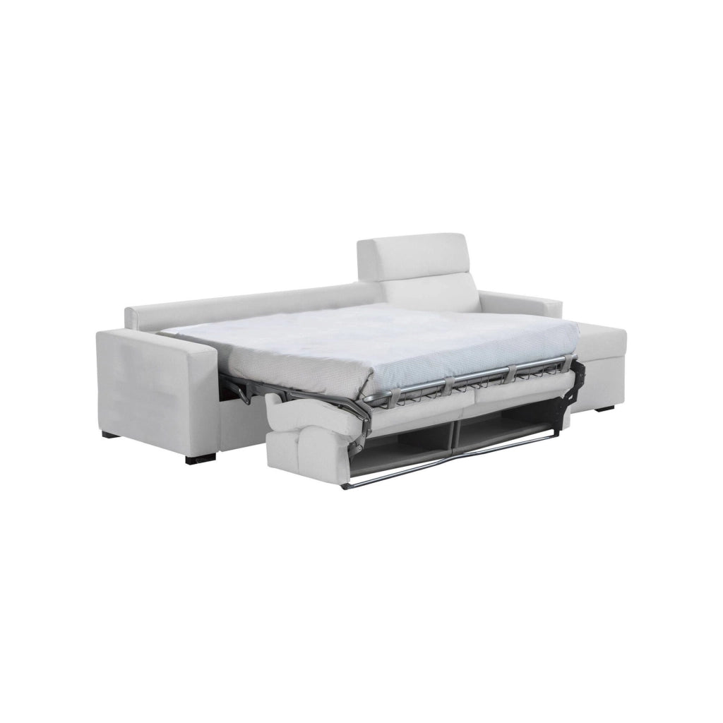 Celleno, Divano Letto con Penisola Sfoderabile Made in Italy, 280x160 cm Grigio Chiaro