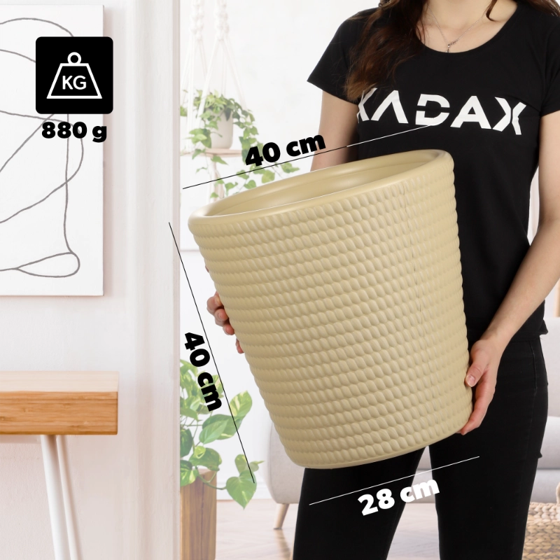 Vaso da fiori KADAX in plastica, rotondo, 40 cm, beige