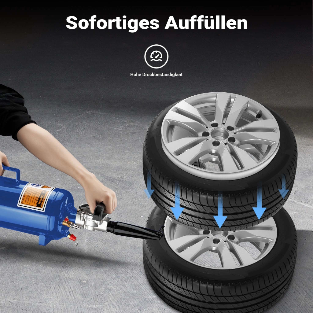 Booster gonfiaggio pneumatici ad aria compressa, gonfiatore rapido gomme portatile, 7 l, per pneumatici da 6-8 bar, pompa d'urto, compressore per auto e moto