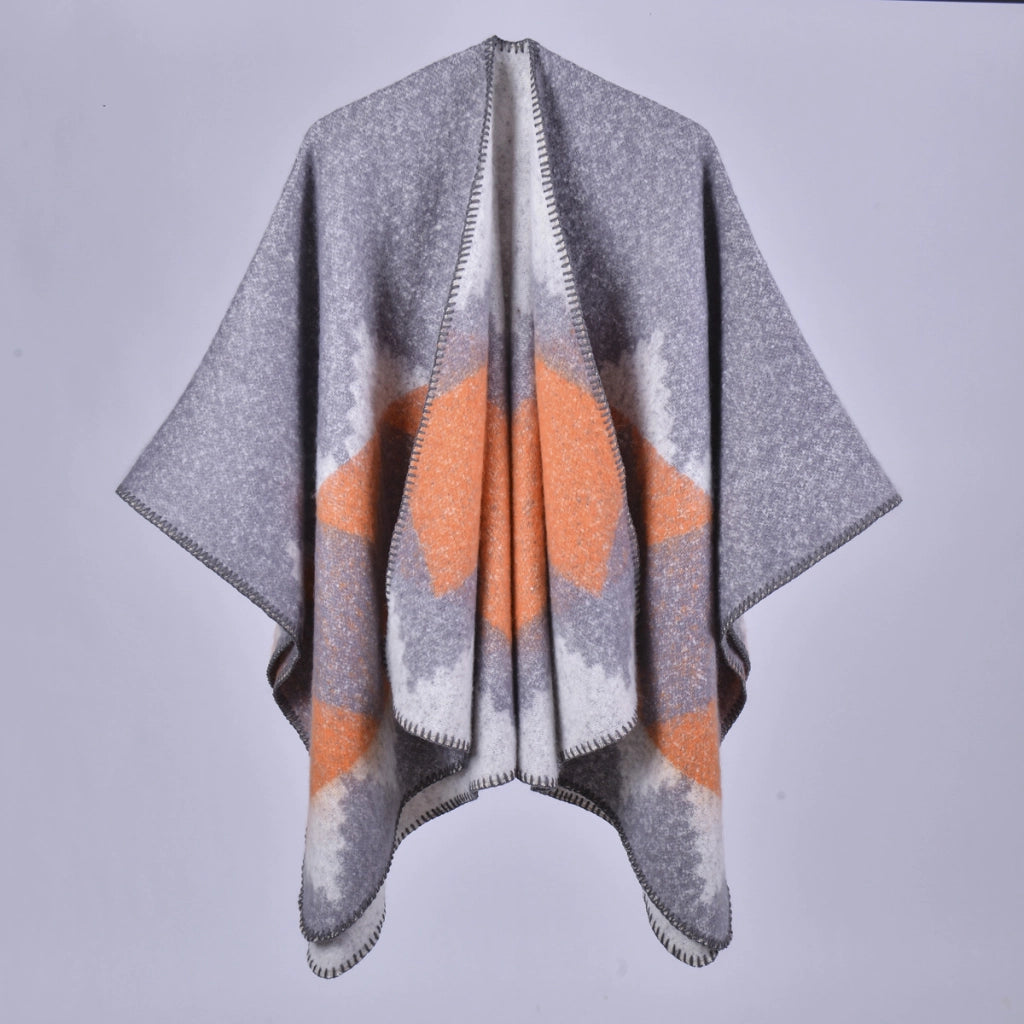 Nuovo cappotto da donna in cashmere caldo, stile scialle retr¨°, con mantella spessa.