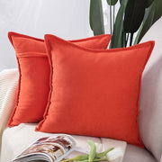 Set di 2 cuscini decorativi in chenille corta morbidi copri cuscino per divano camera da letto copri cuscino rosso-arancio 60x60 cm quadrato