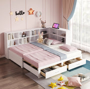 Letto multifunzionale estraibile in legno bianco 90/180 x 190 cm