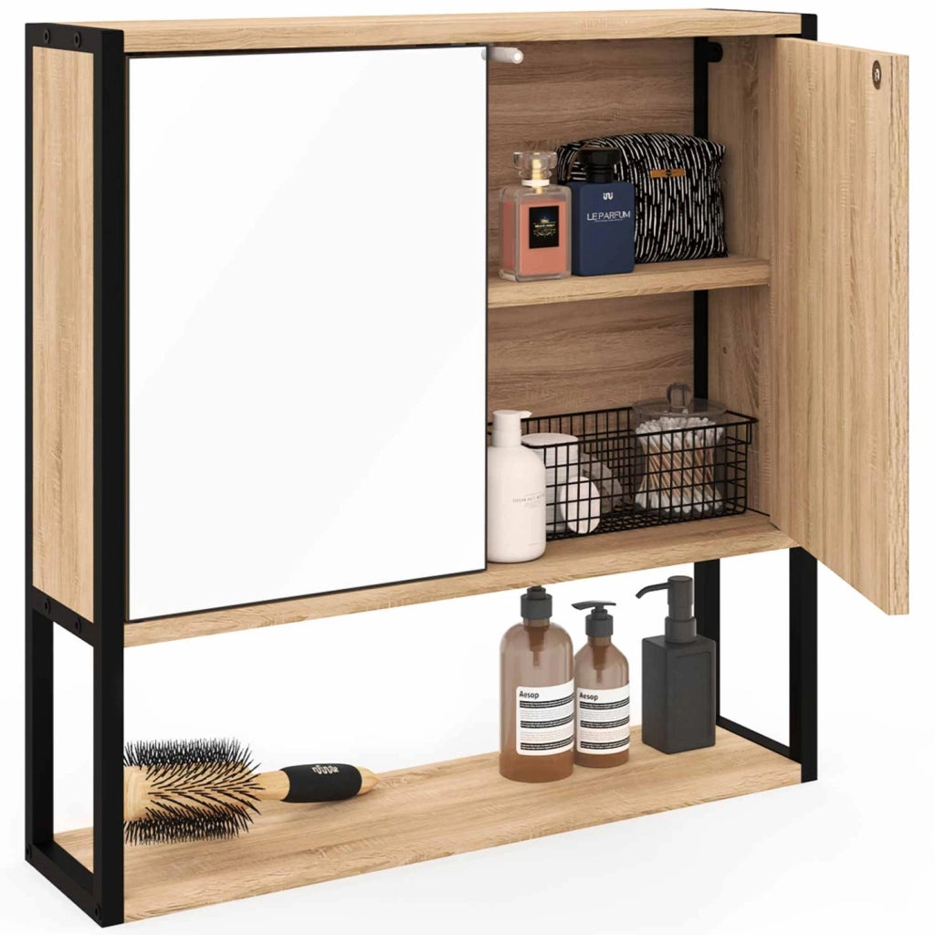 IDMarket - DETROIT pensile da bagno con specchio, design industriale
