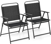 Set di 2 Sedie da Giardino Pieghevoli, Sedie da Spiaggia con Schienale e Braccioli, Poltrone da Campeggio, Sedia Esterno per Veranda, Balcone e Piscina, Portata 150 kg